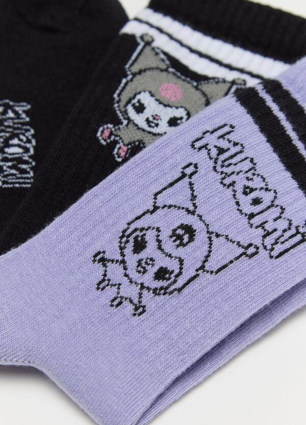 Ovs Tripack Calze Con Disegno Hello Kitty Kuromi Nero Viola