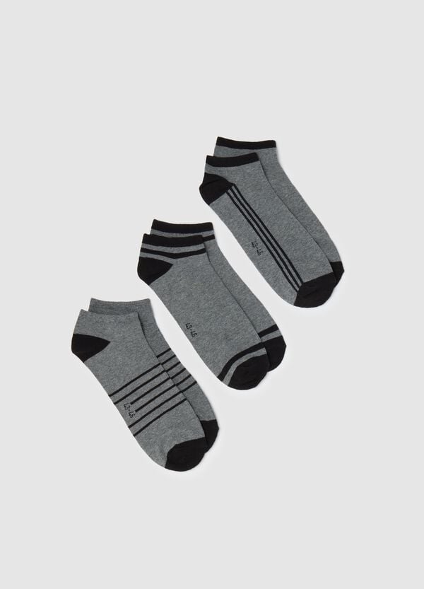 Ovs Tripack calze sportive grigie con dettagli a righe