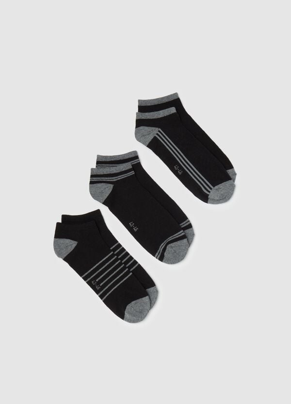 Ovs Tripack calze sportive nere con dettagli a righe