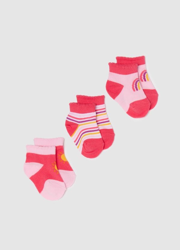 Ovs Tripack calze stretch con disegno sole e arcobaleno