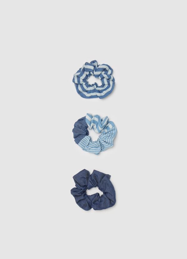 Ovs Tripack elastici per capelli a righe bianco e blu