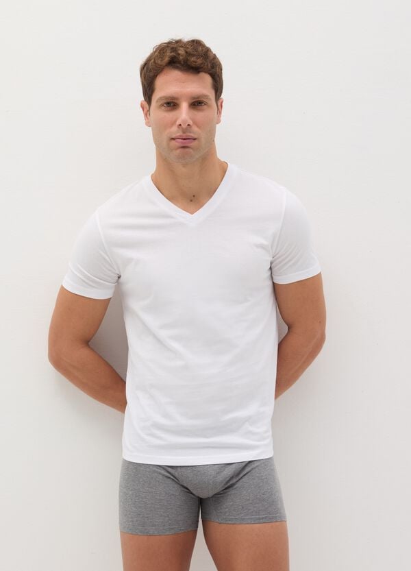 Ovs Tripack t-shirt intime in cotone bio scollo a V