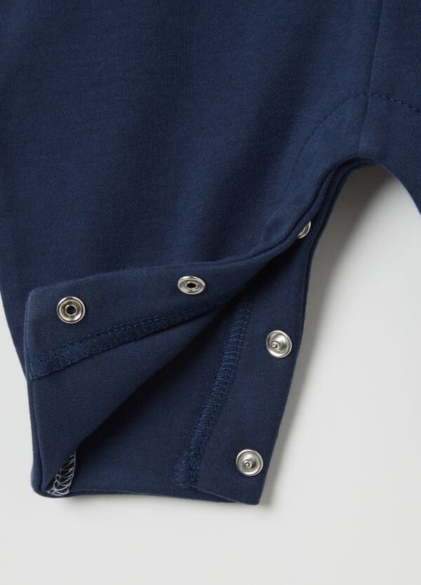 Ovs Tutina In Cotone Bicolore Con Ricamo Pesciolini Blu