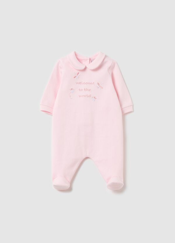 Ovs Tutina in cotone con piedini e ricamo "Welcome to the World"