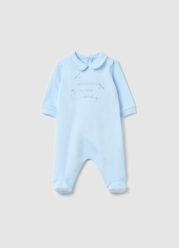 Ovs Tutina in cotone con piedini e ricamo "Welcome to the World"