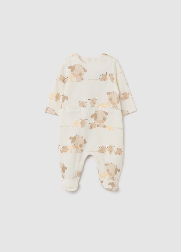 Ovs Tutina in cotone con piedini ricamo "We are a funny family"