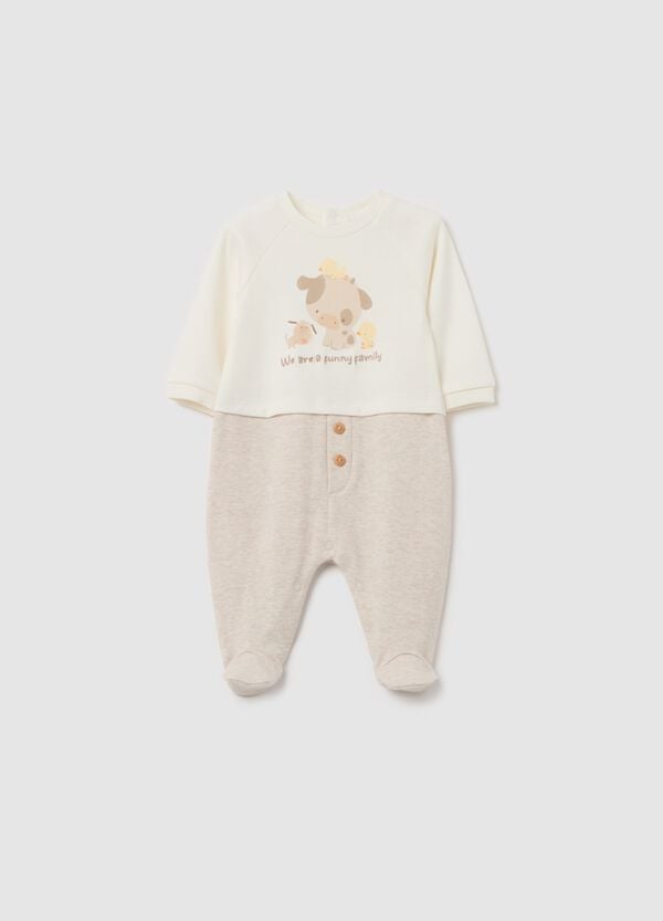 Ovs Tutina in cotone con piedini stampa animali fattoria