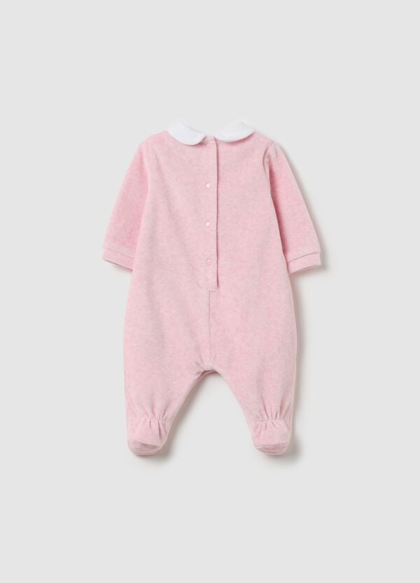 Ovs Tutina In Velour Con Piedini E Ricamo Animaletti