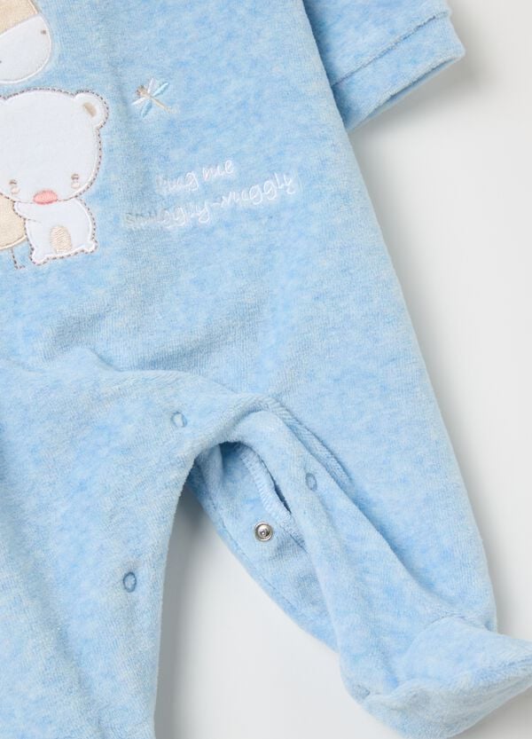 Ovs Tutina In Velour Con Piedini E Ricamo Animaletti