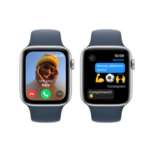 Trony APPLE - Watch SE GPS Cassa 44mm In Alluminio Argento Con Cinturino Sport Blu Tempesta - S/M
