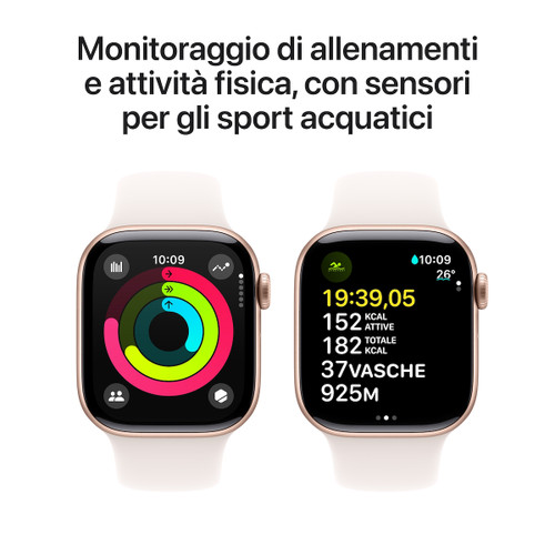 Trony APPLE - Watch Serie 10 GPS 42mm Cassa In Alluminio Color Oro Rosa Con Light Blush Sport Band S/M