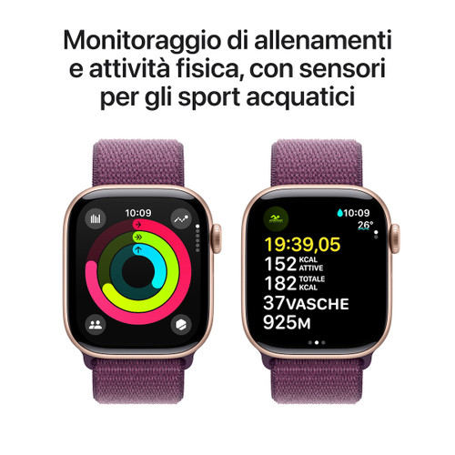 Trony APPLE - Watch Serie 10 GPS 42mm Cassa In Alluminio Color Oro Rosa Con Oro Rosa Sport Loop