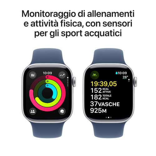 Trony APPLE - Watch Serie 10 GPS 42mm Cassa In Alluminio Color Argento Con Denim Sport Band S/M