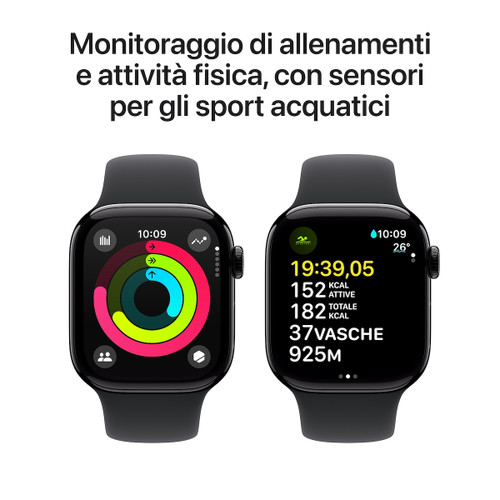 Trony APPLE - Watch Serie 10 GPS 42mm Cassa In Alluminio Color Jet Black Con Nero Sport Band S/M