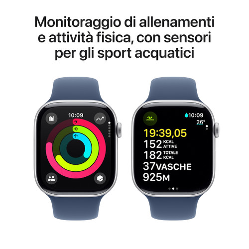 Trony APPLE - Watch Serie 10 GPS 46mm Cassa In Alluminio Color Argento Con Denim Sport Band S/M