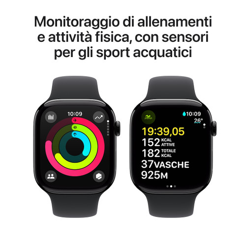 Trony APPLE - Watch Serie 10 GPS 46mm Cassa In Alluminio Color Jet Black Con Nero Sport Band S/M