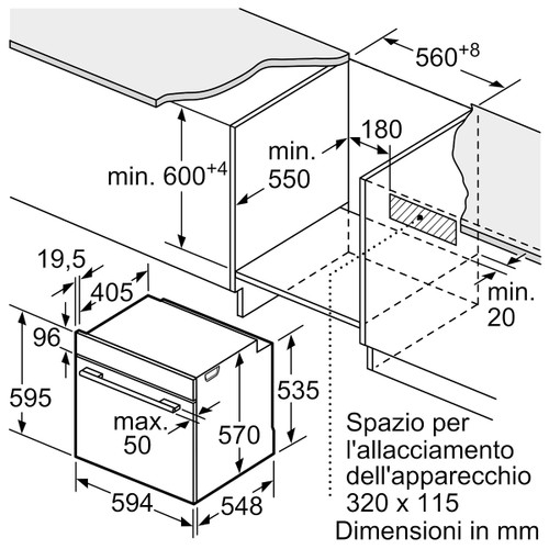 Trony BOSCH - HRA314BR0 SERIE 4 FORNO CON VAPORE INOX CLASSE A
