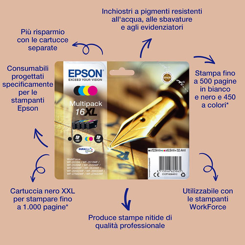 Trony EPSON - 16 PENNA E CRUCIVERBA MULTIPACK 4COLORI T1626