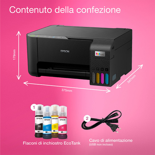 Trony EPSON - EcoTank ET-2860 Stampante Multifunzione 3-in-1 A4 Serbatoi Ricaricabili Alta Capacità Include 4 Flaconi Di Inchiostro