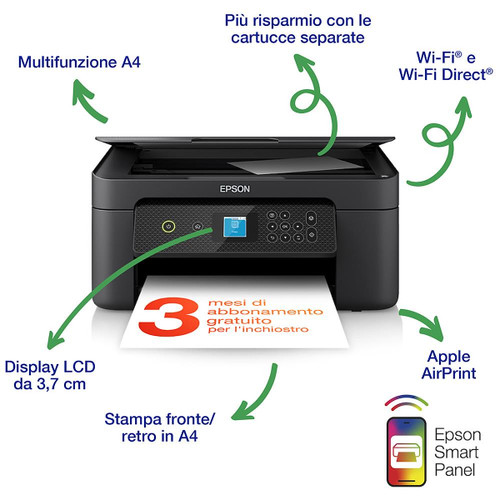 Trony EPSON - Epson Expression Home XP-3200 - Stampante Multifunzione Inkjet - Wireless Display LCD USB Stampa Da Mobile