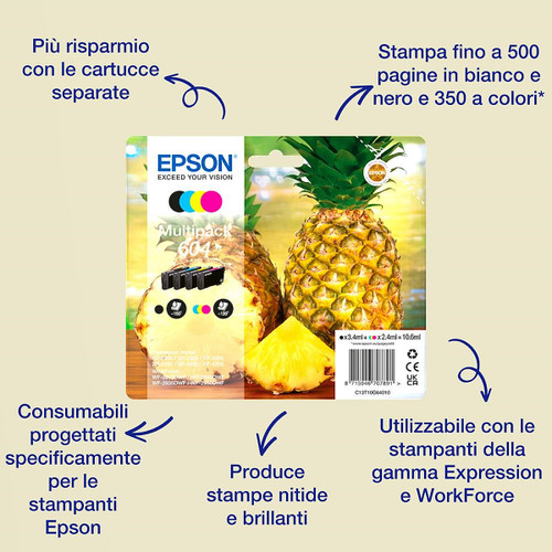 Trony EPSON - EPSON SERIE 604 ANANAS NERO STD T10G CARTUCCIA DI INCHIOSTRO ORIGINALE