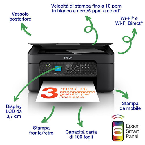 Trony EPSON - Epson WorkForce WF-2910DWF - Stampante Multifunzione Inkjet - Wireless Display LCD USB Stampa Da Mobile