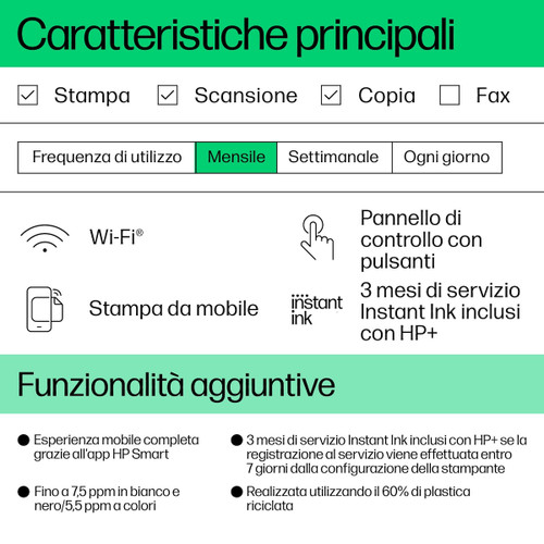 Trony HP - HP DeskJet 2822e Stampante All-in-one Inkjet A Colori Copia Scansione Wifi - 3 Mesi Di Instant Ink Inclusi Con HP+