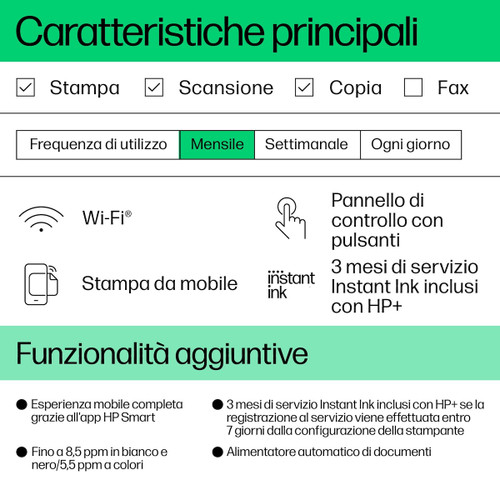 Trony HP - HP DESKJET 4222E Stampante All-in-one Inkjet A Colori Copia Scansione Wifi - 3 Mesi Di Instant Ink Inclusi Con HP+