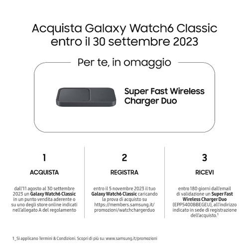 Trony SAMSUNG - GALAXY WATCH6 CLASSIC 43MM BT 2+16GB SILVER