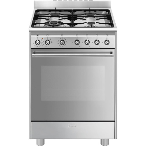 Trony SMEG - Cucina 60x60 cm pianale gas 4 fuochi forno elettrico classe A acciaio inox