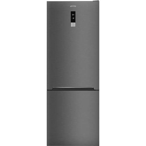 Trony SMEG - Frigo combinato da libera installazione larghezza 70 cm classe D total no frost display esterno colore dark inox