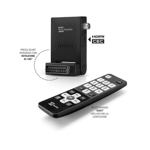 Trony TELESYSTEM - TS FACILE ZAPPER STEALTH T2 HEVC TLC TASTI GRANDI