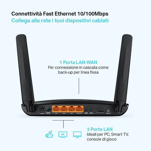 Trony TP-LINK - Archer MR400 - Router 4G Fino A 150Mbps - Wi-Fi Dual Band AC1200