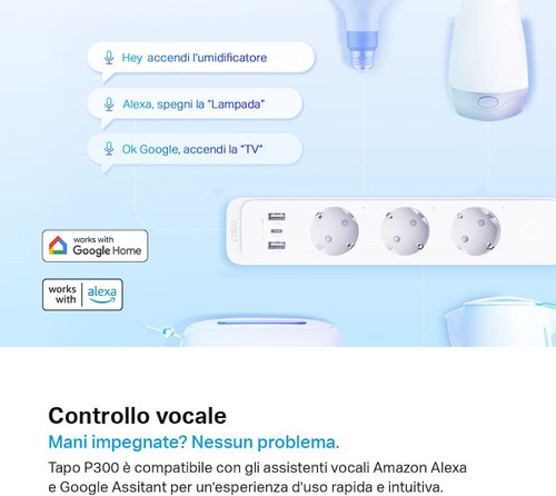 Trony TP-LINK - Ciabatta MultiPresa WiFi Smart Controlla Separatamente 3 Prese Ricarica Rapida Compatibile Alexa E Google Assistant