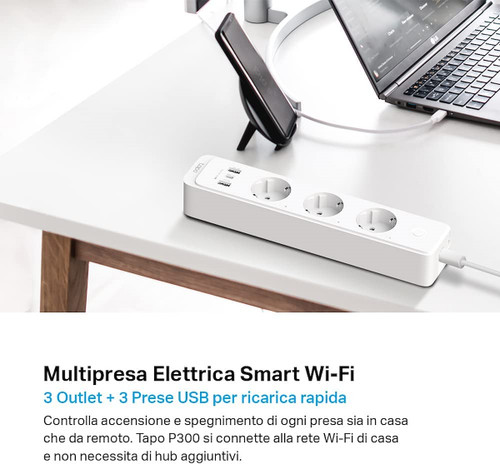 Trony TP-LINK - Ciabatta MultiPresa WiFi Smart Controlla Separatamente 3 Prese Ricarica Rapida Compatibile Alexa E Google Assistant