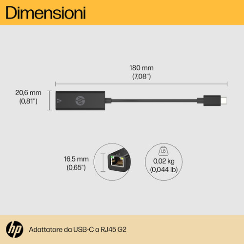 Trony HP - Adattatore HP G2 USB-C TO RJ45 Nero