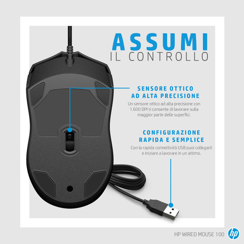 Trony HP - HP100 Mouse Cablato Nero