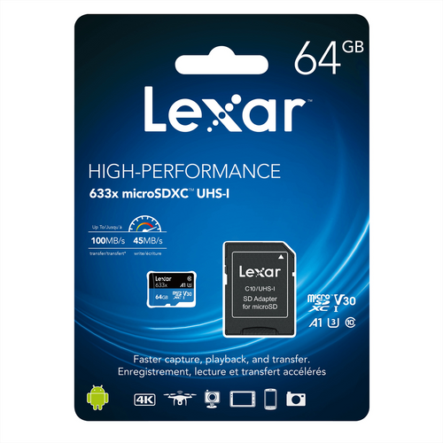 Trony LEXAR - MICROSDHC 633X 64GB W/ADA GLOBAL