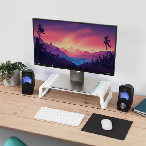 Trony TRUST - MONTA GLASS MONITOR STAND WHT