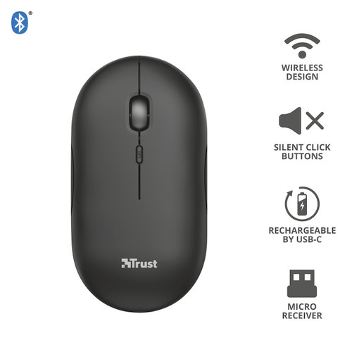 Trony TRUST - PUCK WIRELESS MOUSE BLACK