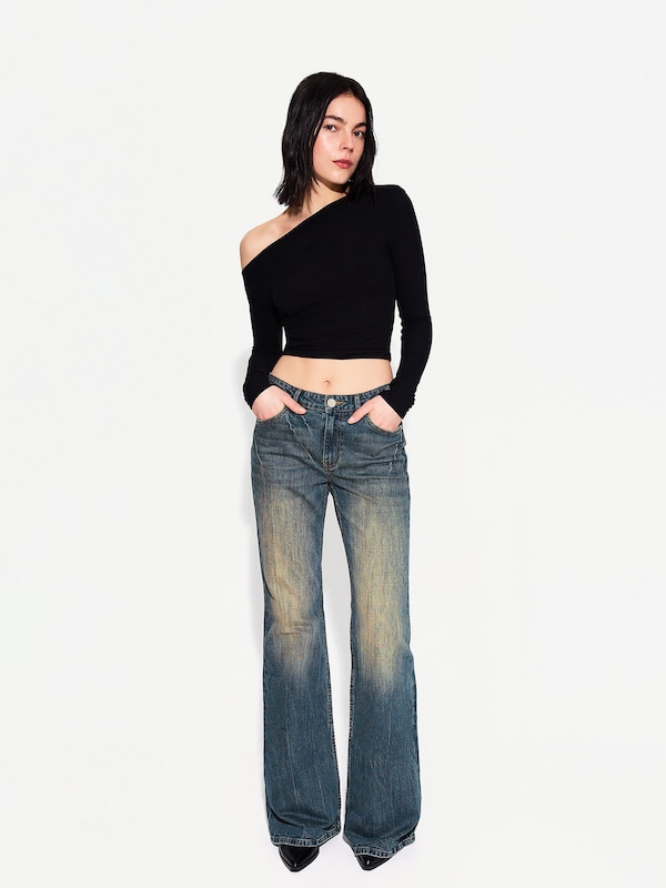 Bershka Flared Jeans In Blu Scuro