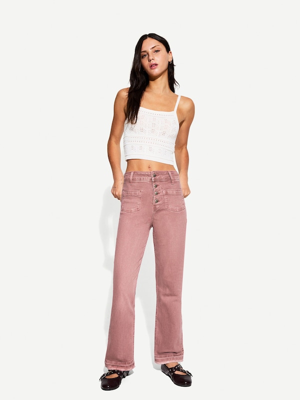 Bershka Flared Jeans In Rosa