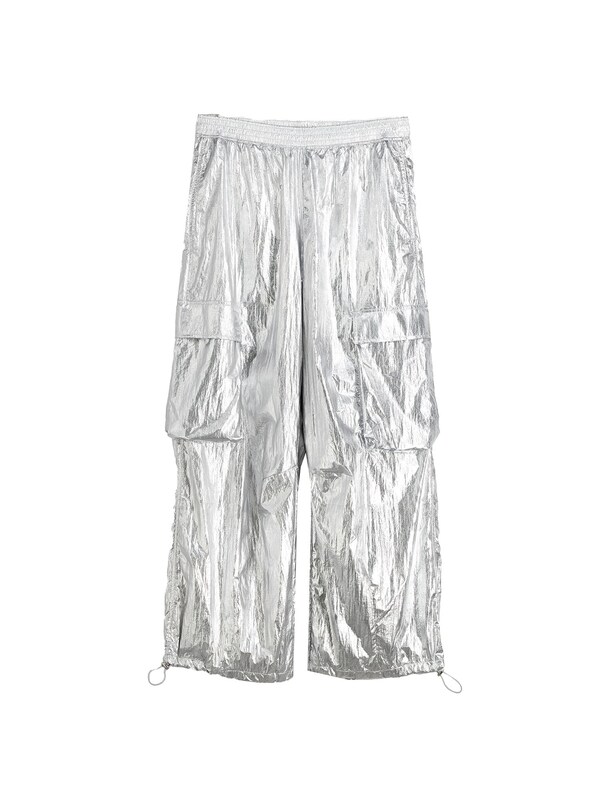 Bershka Loosefit Pantaloni cargo in Argento