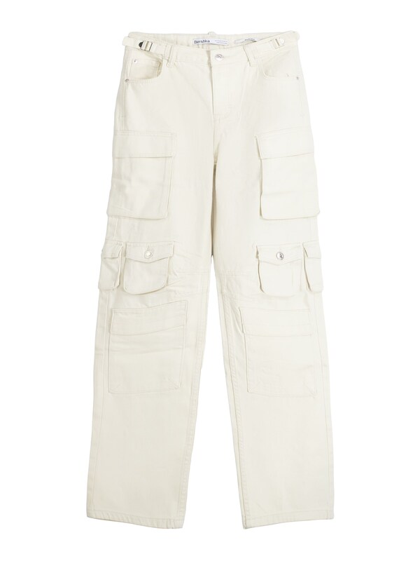 Bershka Loosefit Pantaloni cargo in Écru