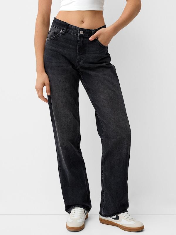 Bershka Regular Jeans In Nero Denim