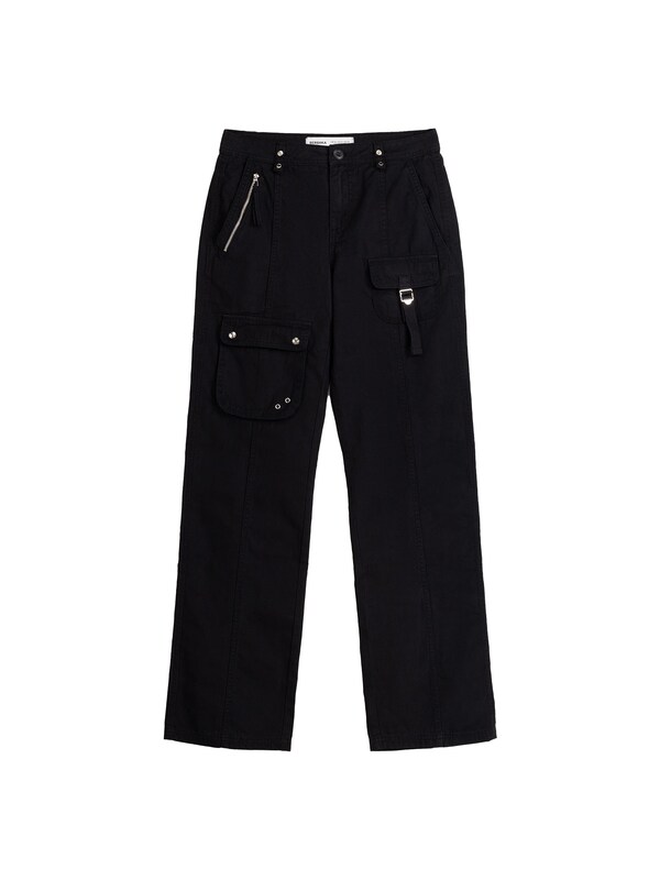 Bershka regular Pantaloni cargo in Nero