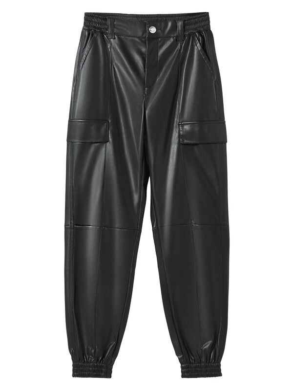 Bershka Tapered Pantaloni cargo in Nero