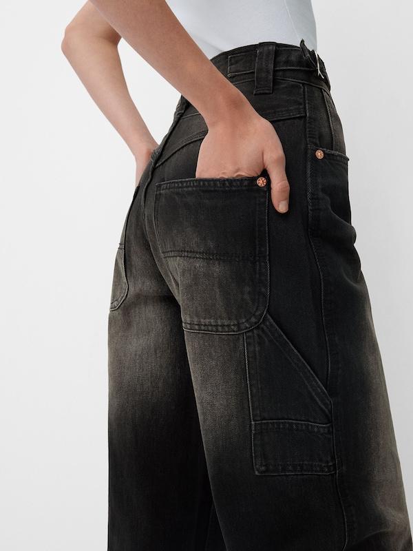 Bershka Wide Leg Jeans In Nero