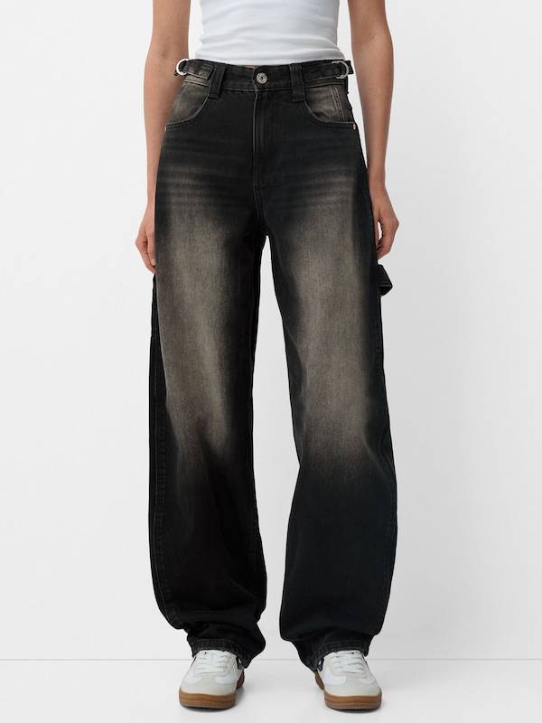 Bershka Wide leg Jeans in Nero