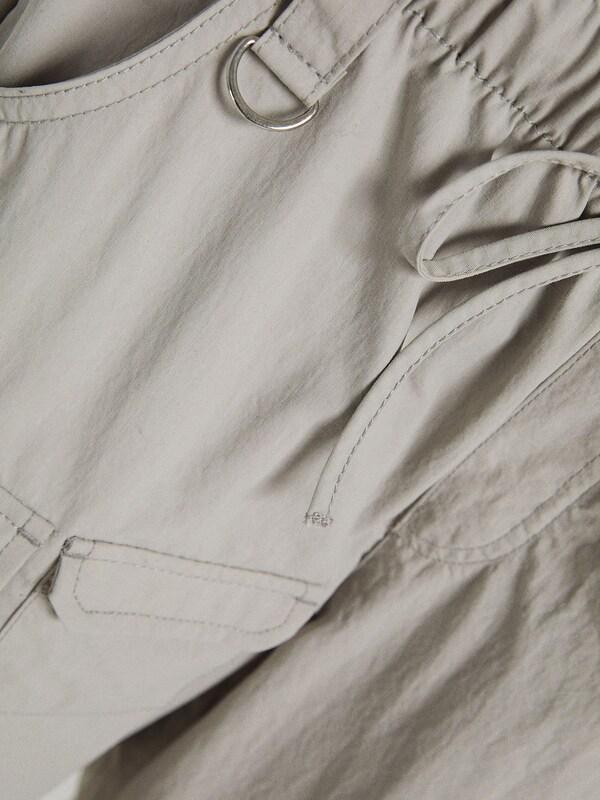 Bershka Wide Leg Pantaloni Cargo In Grigio